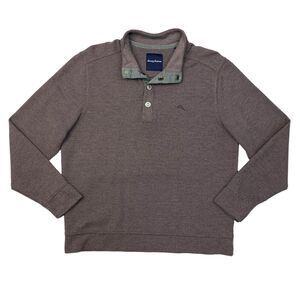 Tommy Bahama Henley Sweater Mens M Medium Purple Mauve Pullover Long Sleeve